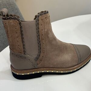 Free People Brown Ankle Boots with Gold Studs